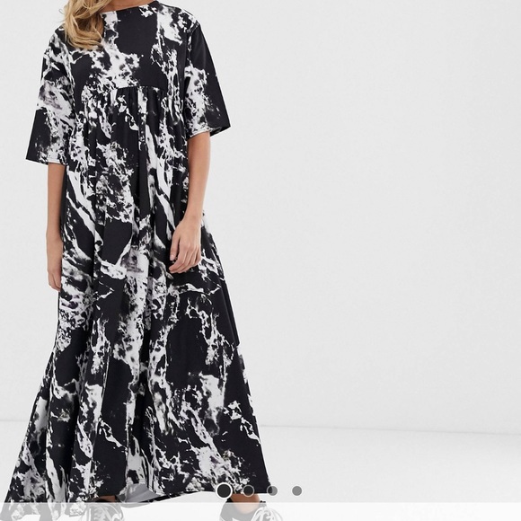 Tie back maxi smock dress in tie dye - Picture 4 of 4